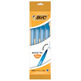 BIC Ручка шариковая Round Stic Classic Пакет x4 синий