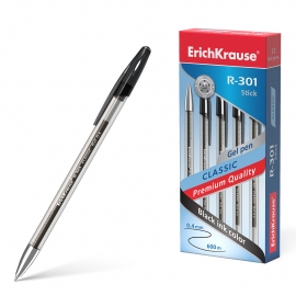 ErichKrause Ручка гелевая R-301 Classic Gel Stick 0.5, цвет чернил черный, комплект 12 штук